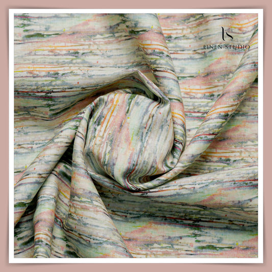 60 Lea Digital Printed Irish Linen Shirting - 0857 (30% SALE)
