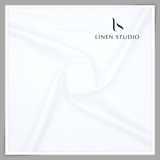 Linen Club 30 Lea Pure Linen Suiting Fabric W/O SEL -  Bright White (30% SALE) (NEW) (Most Selling)