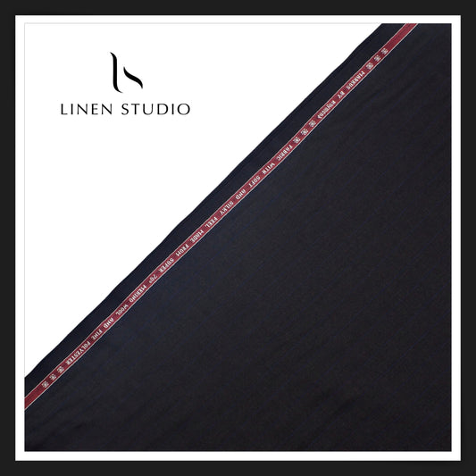 Raymond Markus 70's Australian Merino Wool Suiting - Black with Blue Stripes - Linen Studio