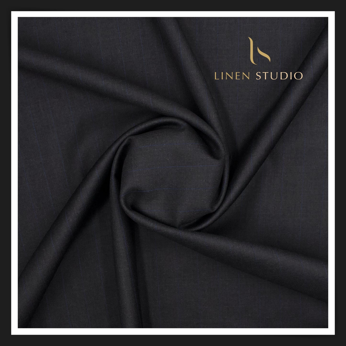 Raymond Markus 70's Australian Merino Wool Suiting - Black with Blue Stripes - Linen Studio