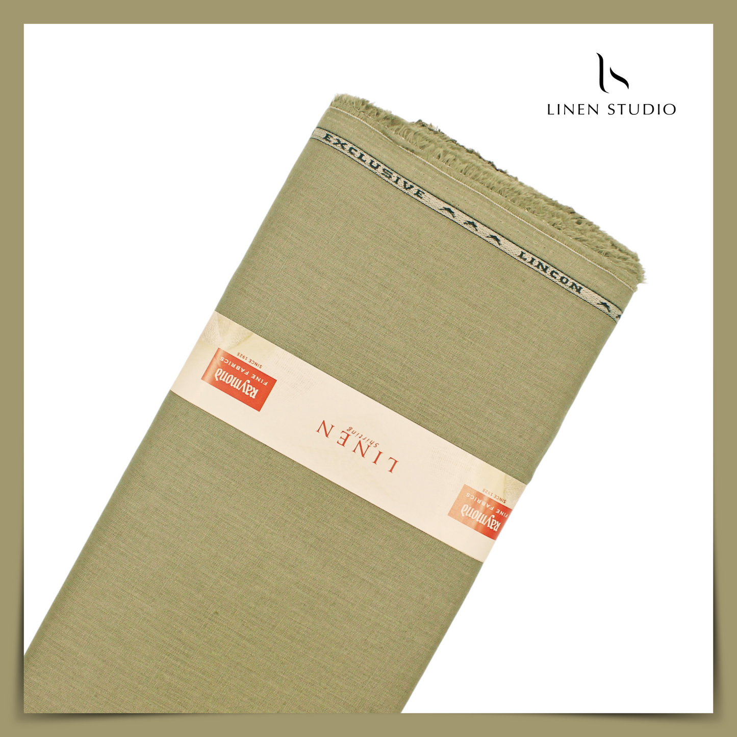 Raymonds 70 Lea Pure Linen Shirting - Khaki Green (NEW)