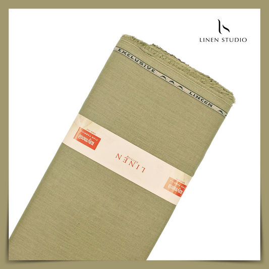 Raymonds 70 Lea Pure Linen Shirting - Khaki Green (NEW)