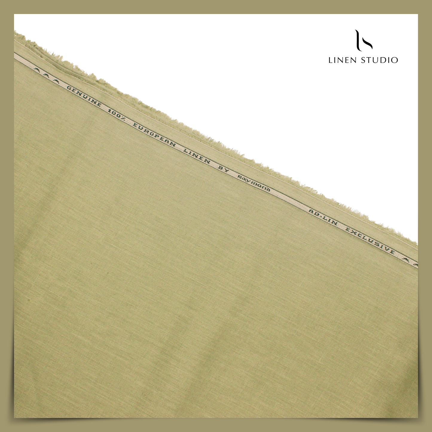 Raymonds 70 Lea Pure Linen Shirting - Khaki Green (NEW)