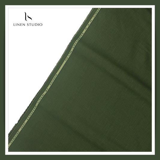Raymonds 70 Lea Pure Linen Shirting - Rifle Green (NEW)