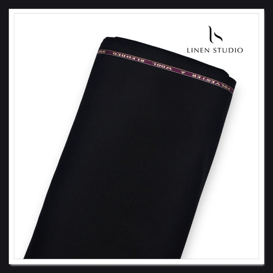 Raymonds Poly Wool Matty Suiting - Jet Black - Linen Studio