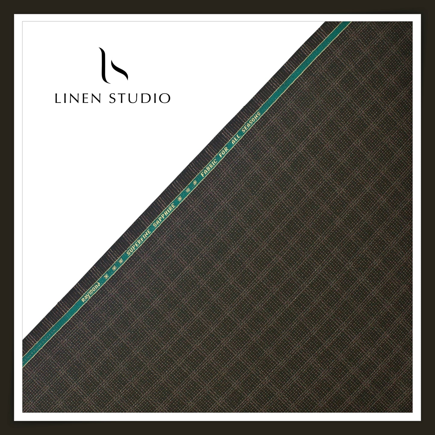 Raymond Superfine Sapphire Poly Wool Suiting - Green Dobby Checks (NEW) (Premium)