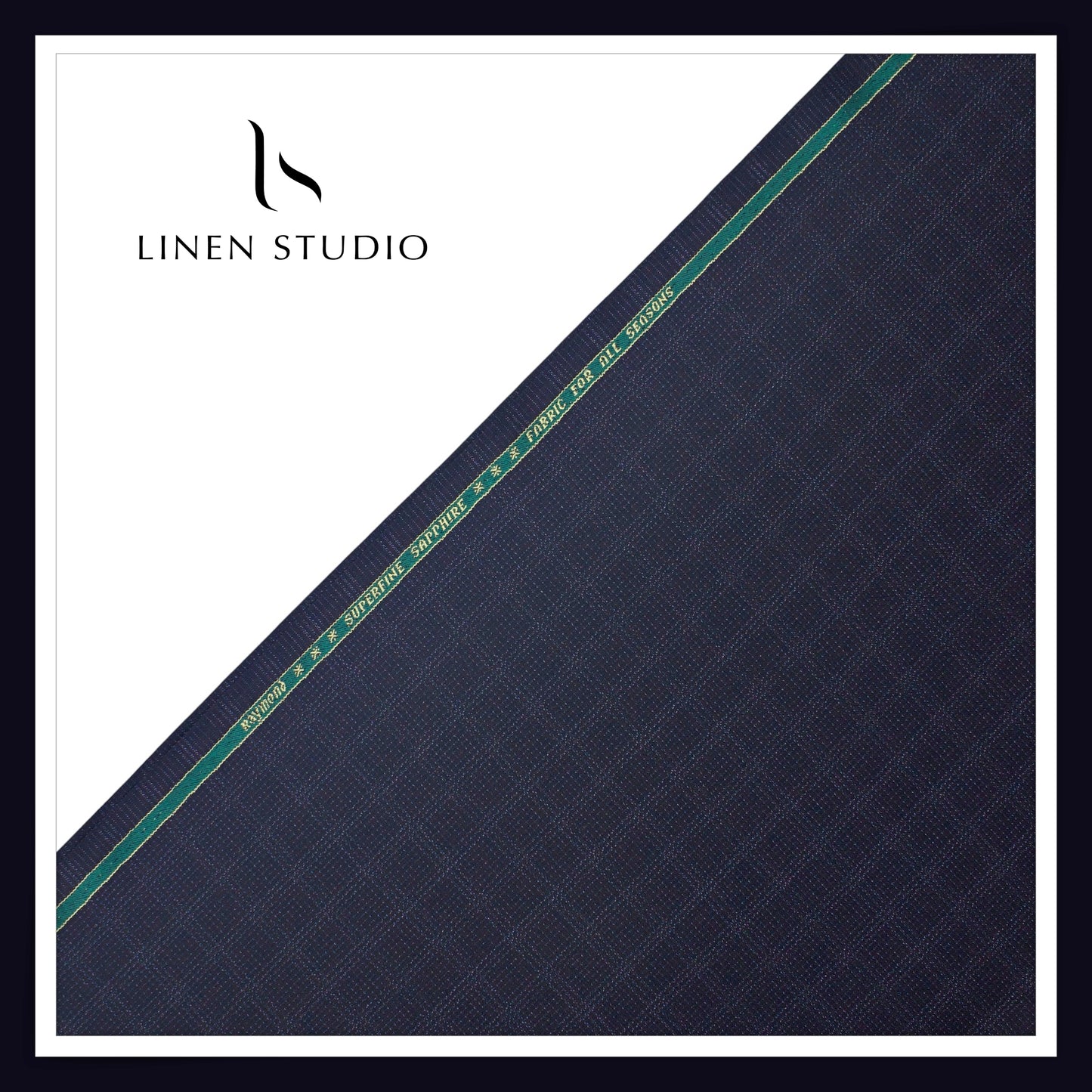 Raymond Superfine Sapphire Poly Wool Suiting - Blue Dobby Checks (NEW) (Premium)