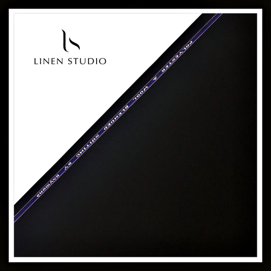 Raymond Poly Wool Blended Suiting - Matty Deepest Black (Shiny) (NEW)