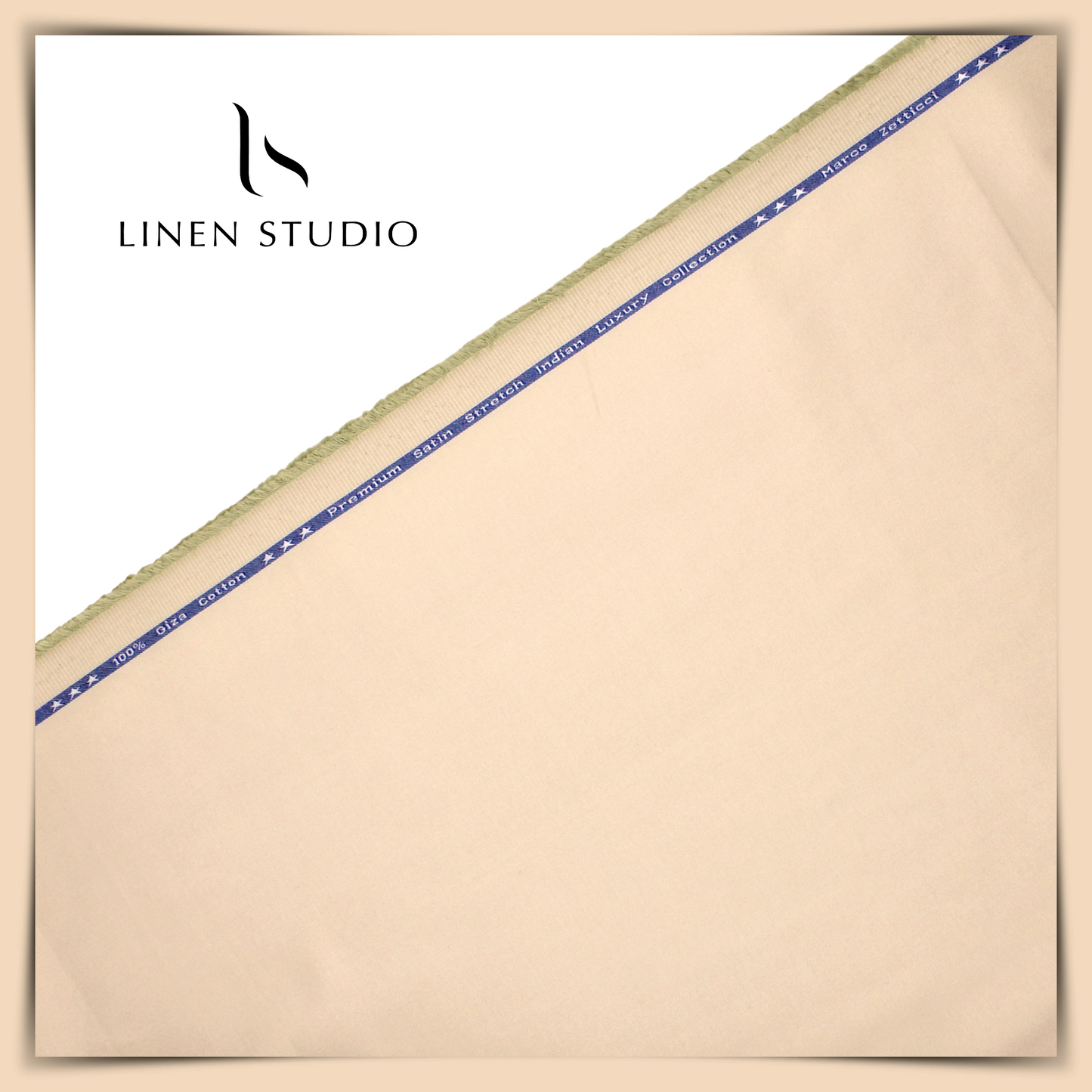 Premium Giza Cotton Satin Lycra Suiting - Light Apricot (98% Cotton 2% Lycra)