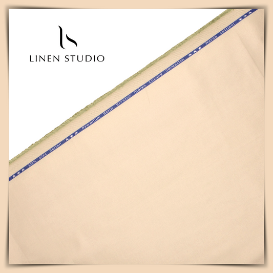 Premium Giza Cotton Satin Lycra Suiting - Light Apricot (98% Cotton 2% Lycra)