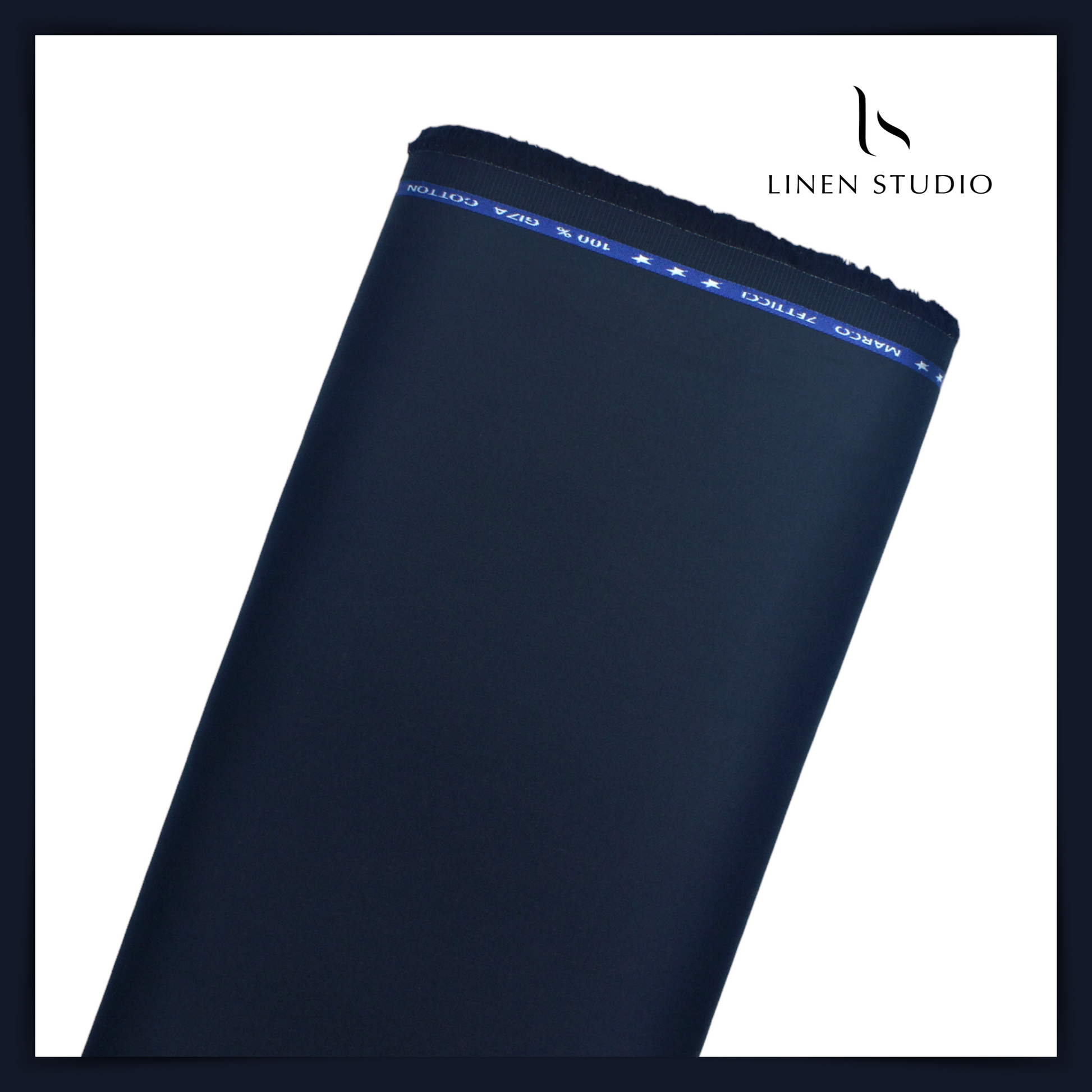 100% Giza Cotton Stretchable Suiting - Blue - Linen Studio