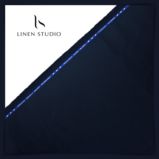 100% Giza Cotton Stretchable Suiting - Blue - Linen Studio