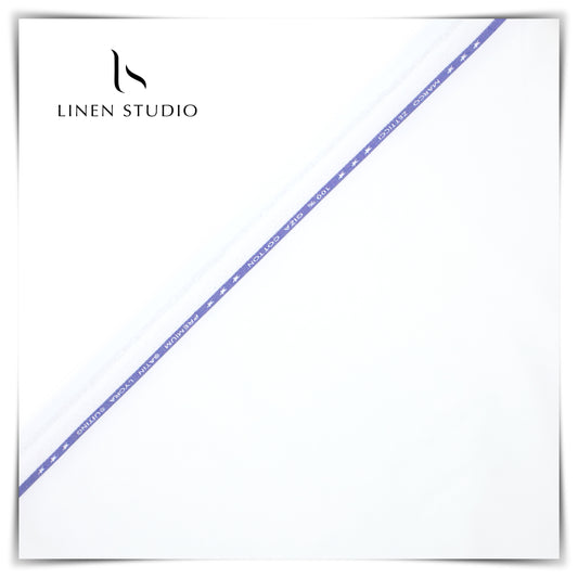 100% Giza Cotton Stretchable Suiting - White - Linen Studio
