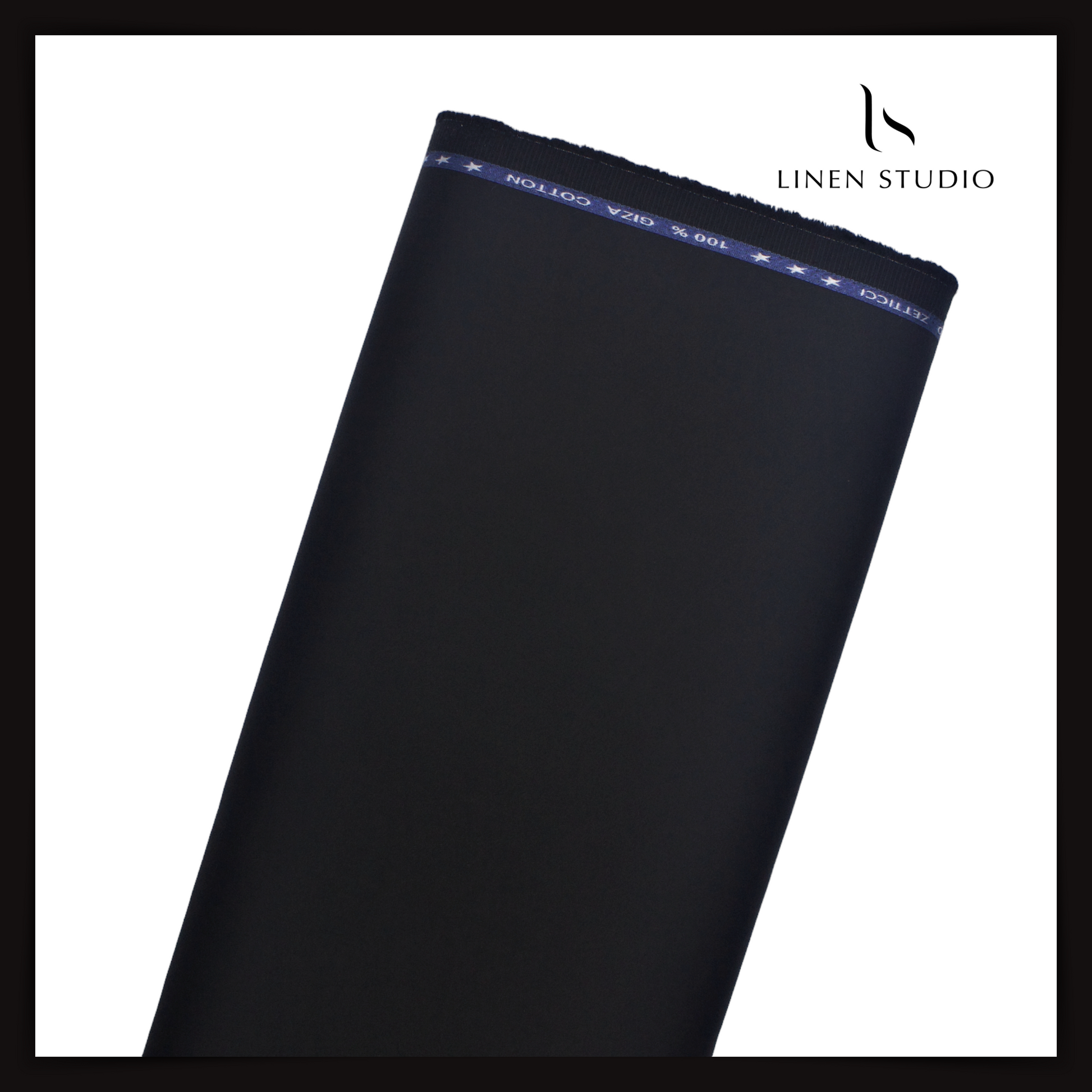 100% Giza Cotton Stretchable Suiting - Black - Linen Studio