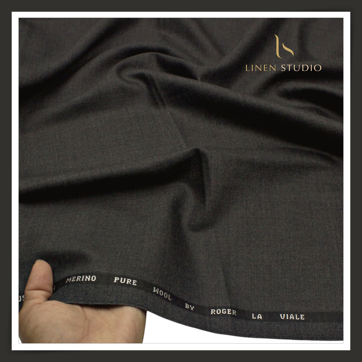 Roger La Viale 100% Pure 120's Australian Merino Wool Suiting - Elephant Grey Crosshatch Texture (NEW)
