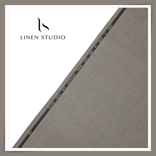Roger La Viale 100% Pure 120's Australian Merino Wool Suiting - Medium Grey Crosshatch Texture (NEW)