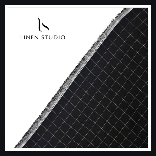 Burgoyne 60 Lea Pure Linen Shirting - Black Evergreen Checks (NEW)