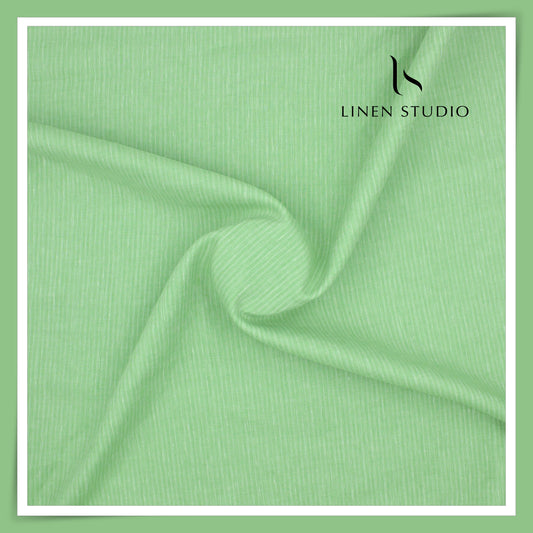 Burgoyne 60 Lea Pure Linen Shirting - Frog Green Stripes (NEW)