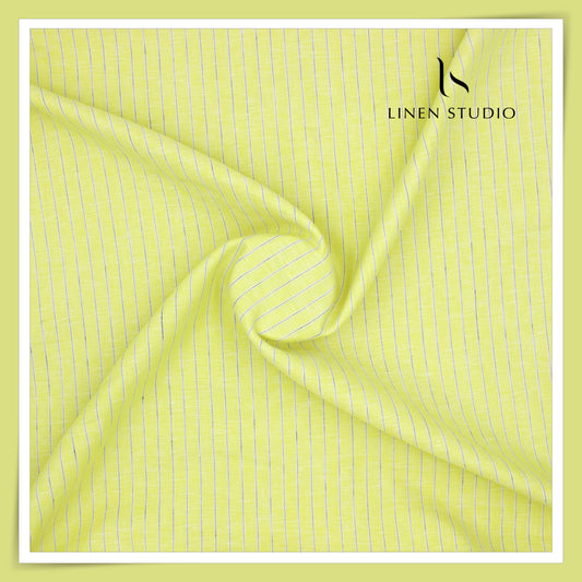 Burgoyne 60 Lea Pure Linen Shirting - Jasmine Yellow Stripes (NEW)