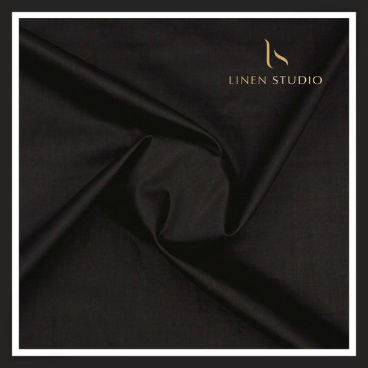 Saudi Arabian 60's Satin Giza Cotton Shirting from Mafatlal - Black (NEW)