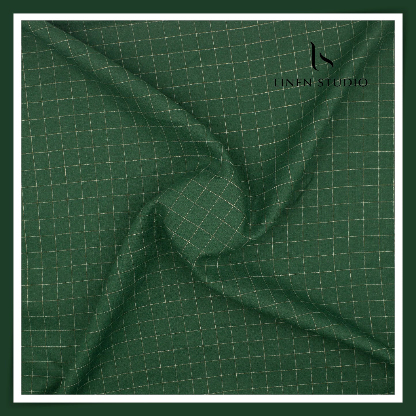 Burgoyne 60 Lea Pure Linen Shirting - Green Checks (NEW)