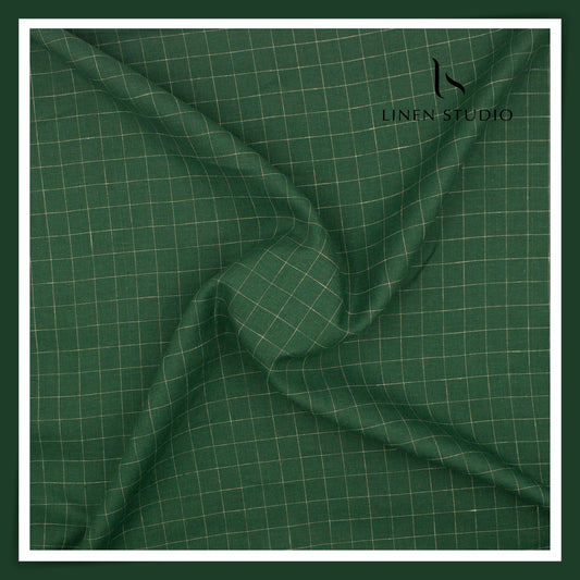 Burgoyne 60 Lea Pure Linen Shirting - Green Checks (NEW)