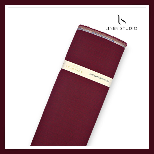Burgoyne 60 Lea Pure Linen Shirting - Berry Red Stripes (NEW)