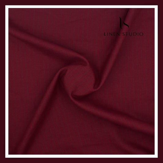 Burgoyne 60 Lea Pure Linen Shirting - Berry Red Stripes (NEW)