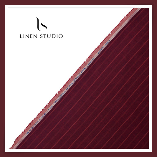 Burgoyne 60 Lea Pure Linen Shirting - Scarlett Red Stripes (NEW)