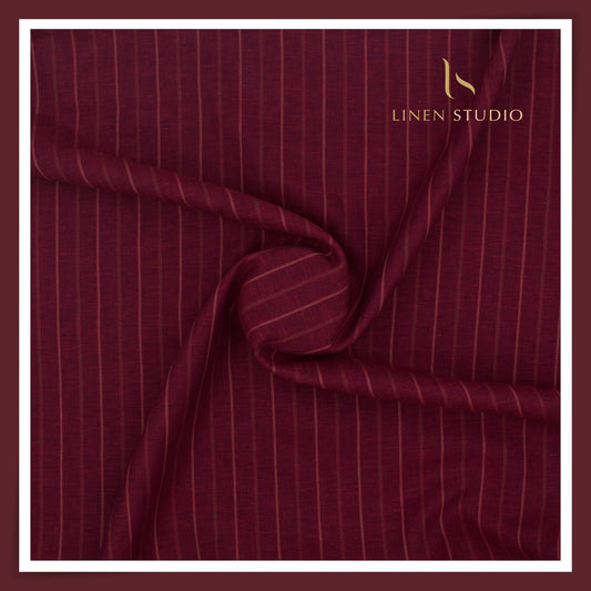 Burgoyne 60 Lea Pure Linen Shirting - Scarlett Red Stripes (NEW)