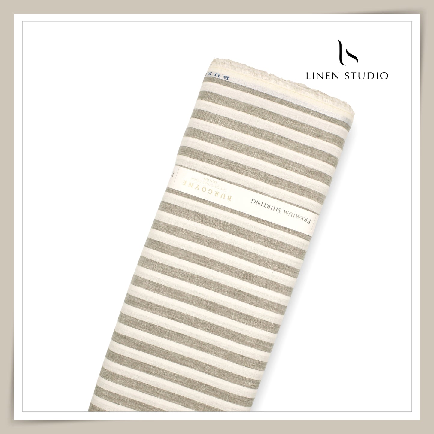 Burgoyne 60 Lea Pure Linen Shirting - Classic Cream & Natural Stripes (NEW)