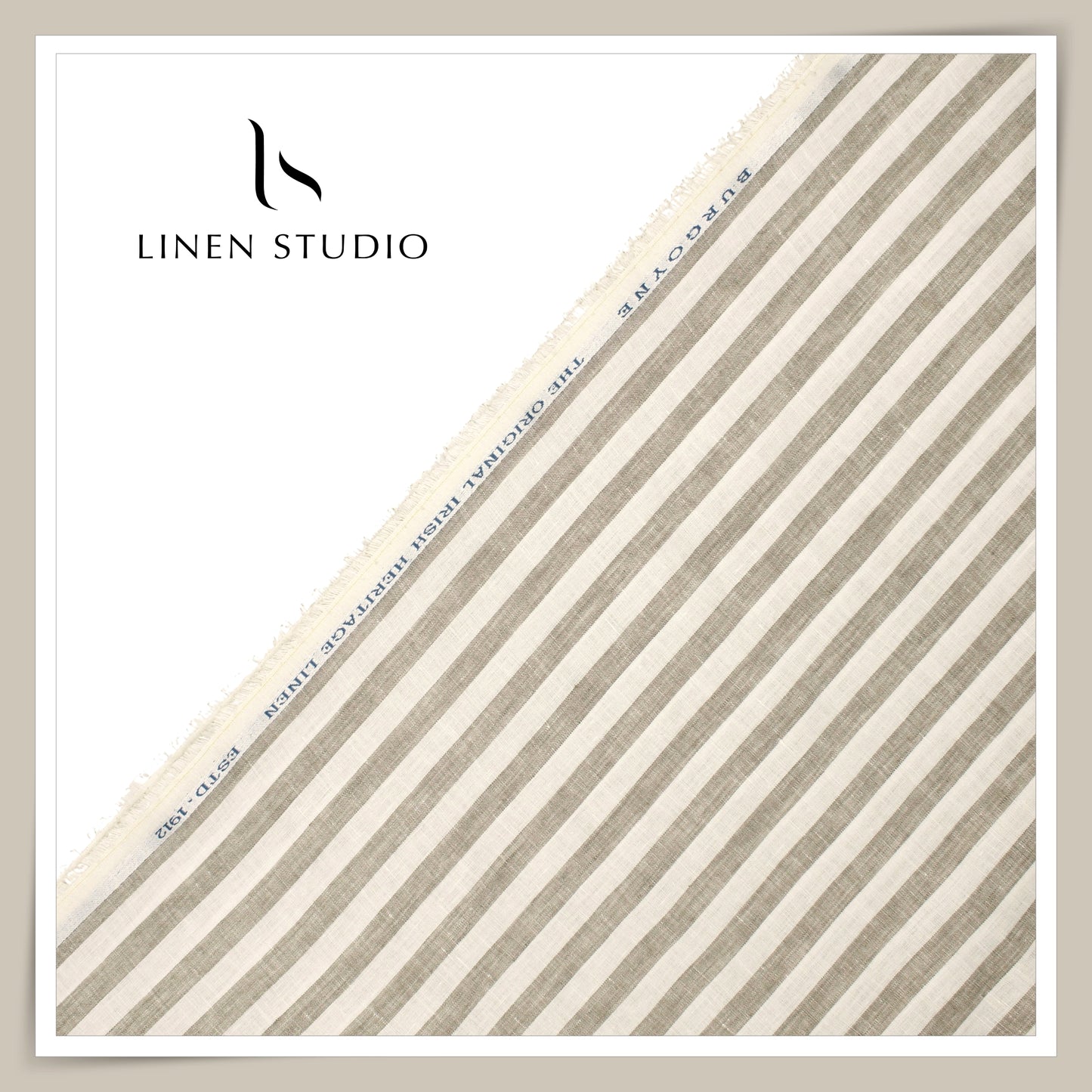 Burgoyne 60 Lea Pure Linen Shirting - Classic Cream & Natural Stripes (NEW)