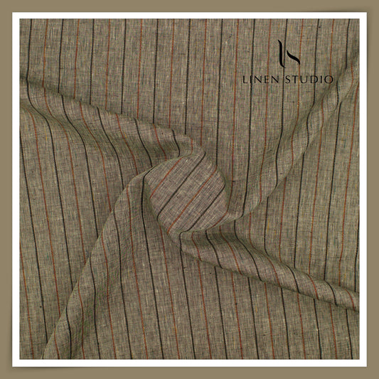 Burgoyne 60 Lea Pure Linen Shirting - Classic Earthy Stripes (NEW)