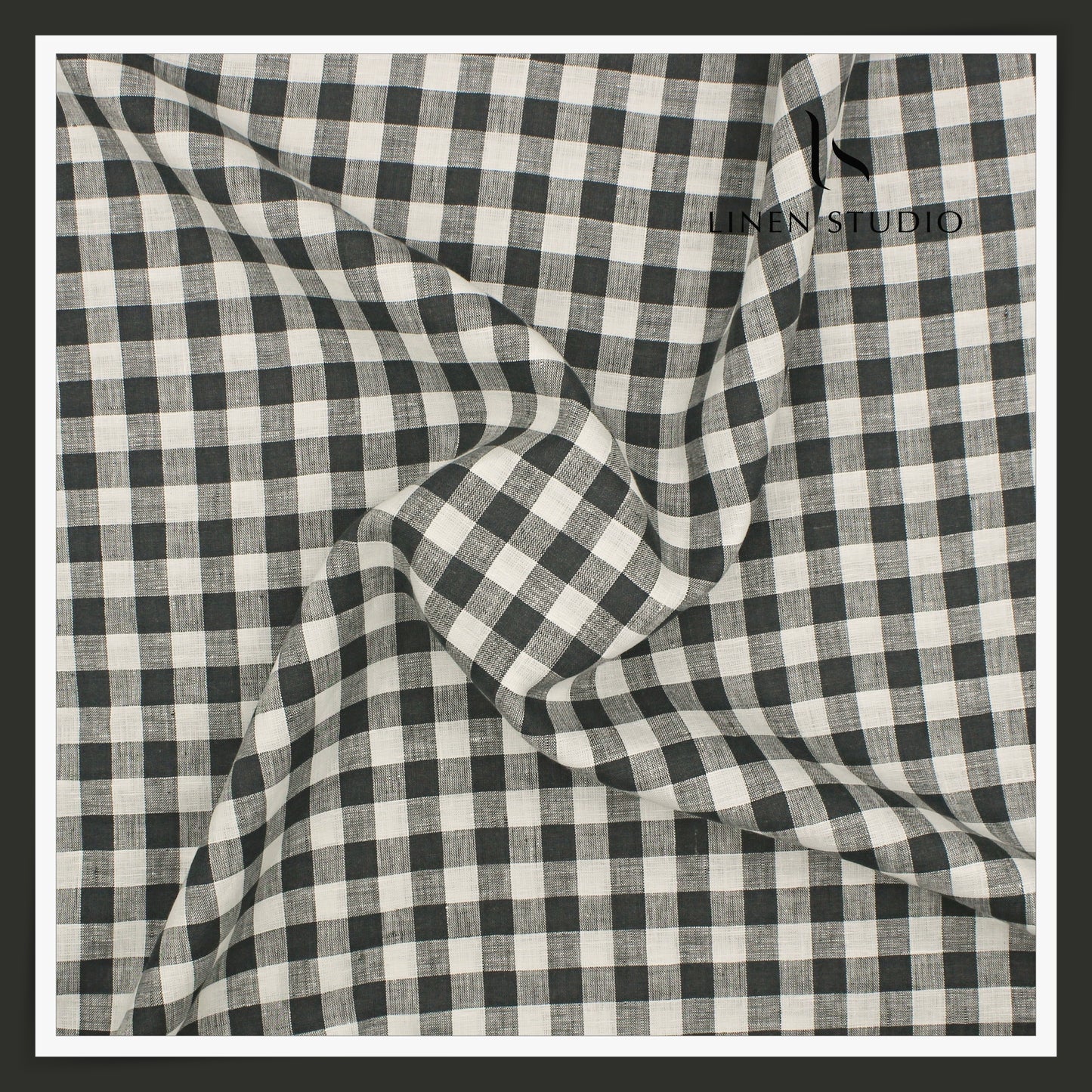 Burgoyne 60 Lea Pure Linen Shirting - Classic Black & White Checks (NEW)