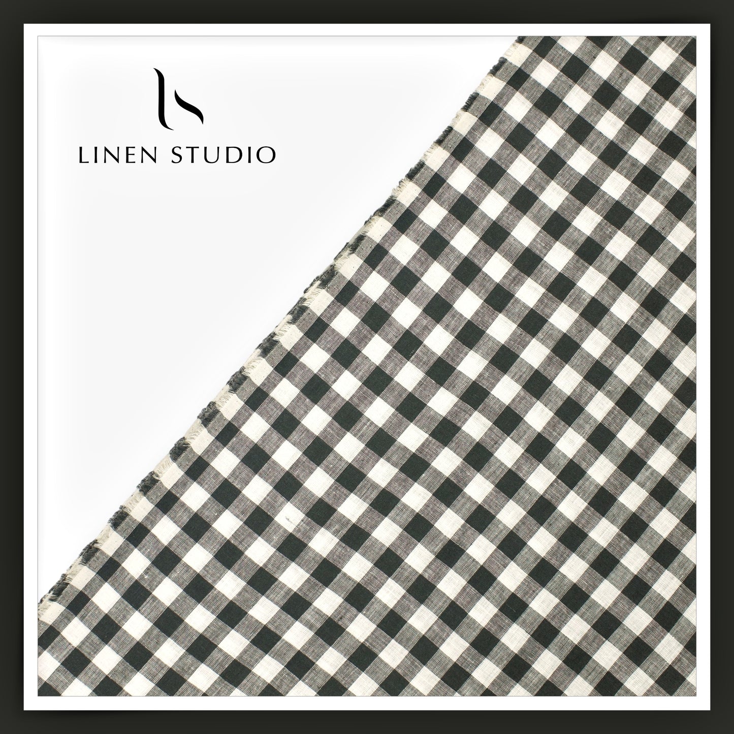 Burgoyne 60 Lea Pure Linen Shirting - Classic Black & White Checks (NEW)