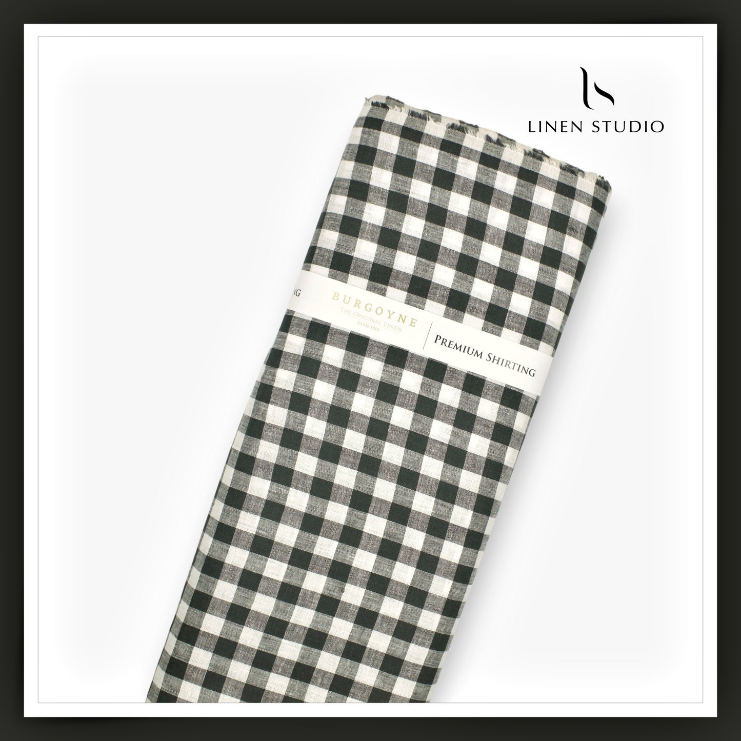 Burgoyne 60 Lea Pure Linen Shirting - Classic Black & White Checks (NEW)