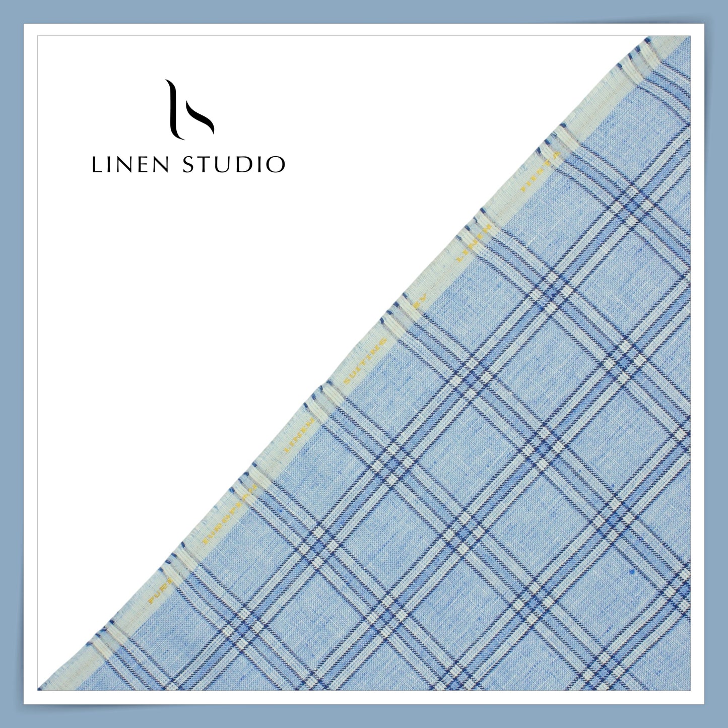 100% Pure Linen 40 Lea Suiting by Linen Fiesta - Classic Blue Checks (NEW)