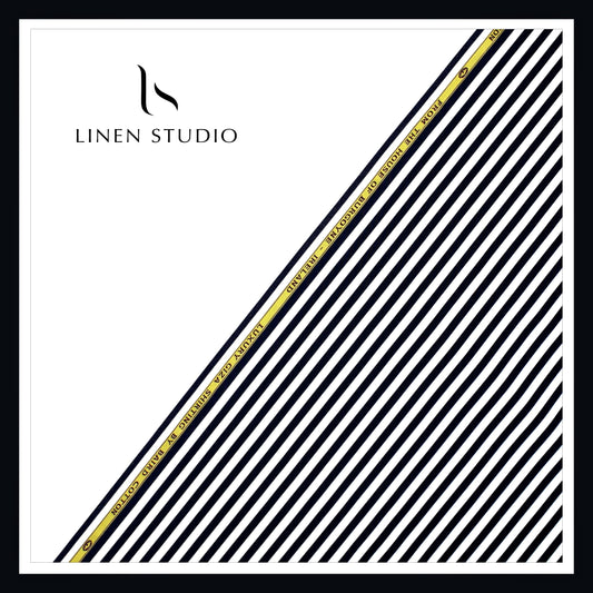 100% Finest Giza Cotton Shirting by Burgoyne - Black Awning Stripes (NEW)