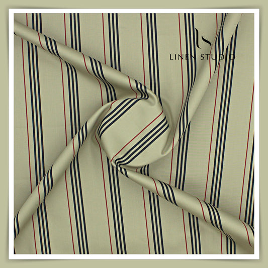 100% Finest Giza Cotton Shirting by Burgoyne - Burberry Stripes (NEW)
