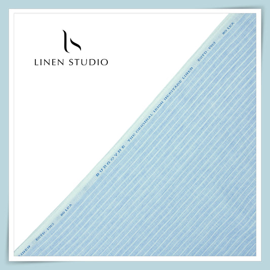 80 Lea Premium Shirting by Burgoyne - Neptune Blue Stripes (NEW)