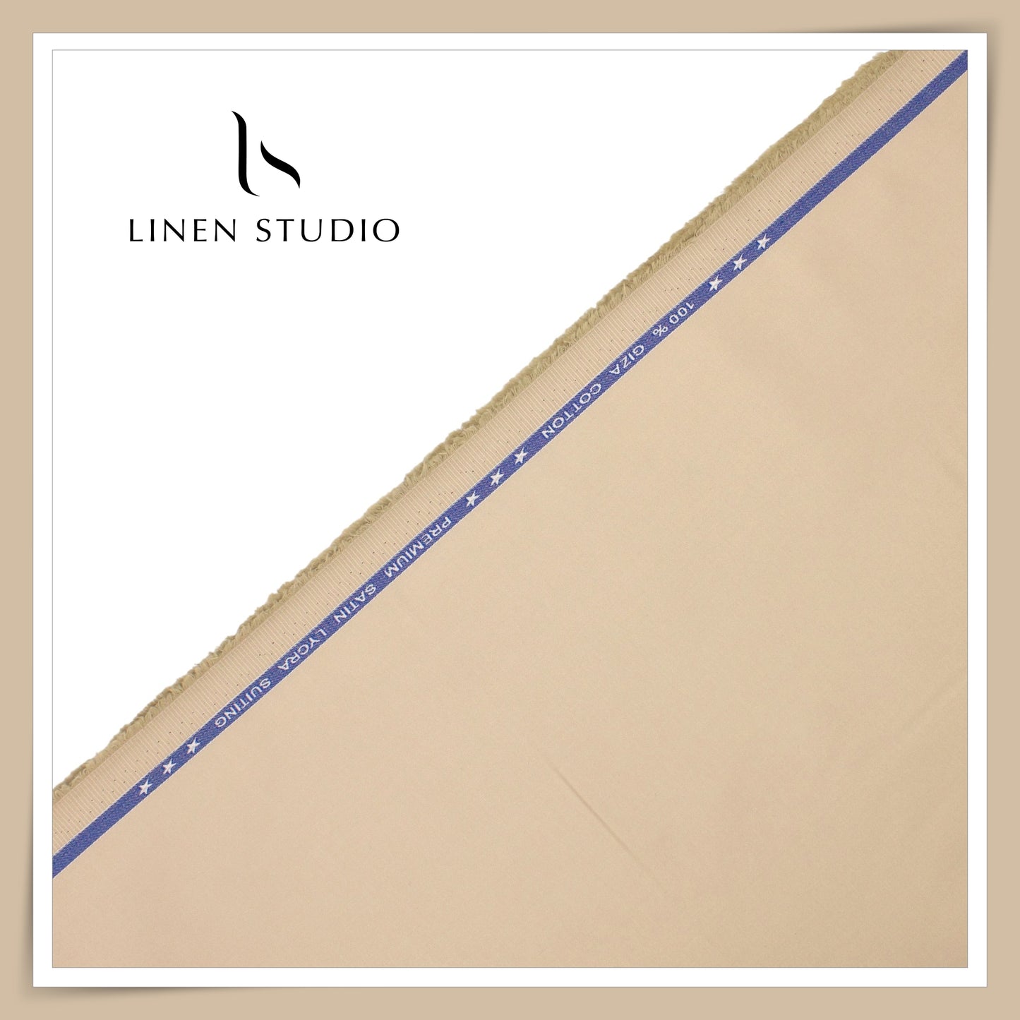 Premium Giza Cotton Satin Lycra Suiting - Soft Amber (98% Cotton 2% Lycra) (NEW)