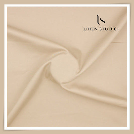 Premium Giza Cotton Satin Lycra Suiting - Soft Amber (98% Cotton 2% Lycra) (NEW)