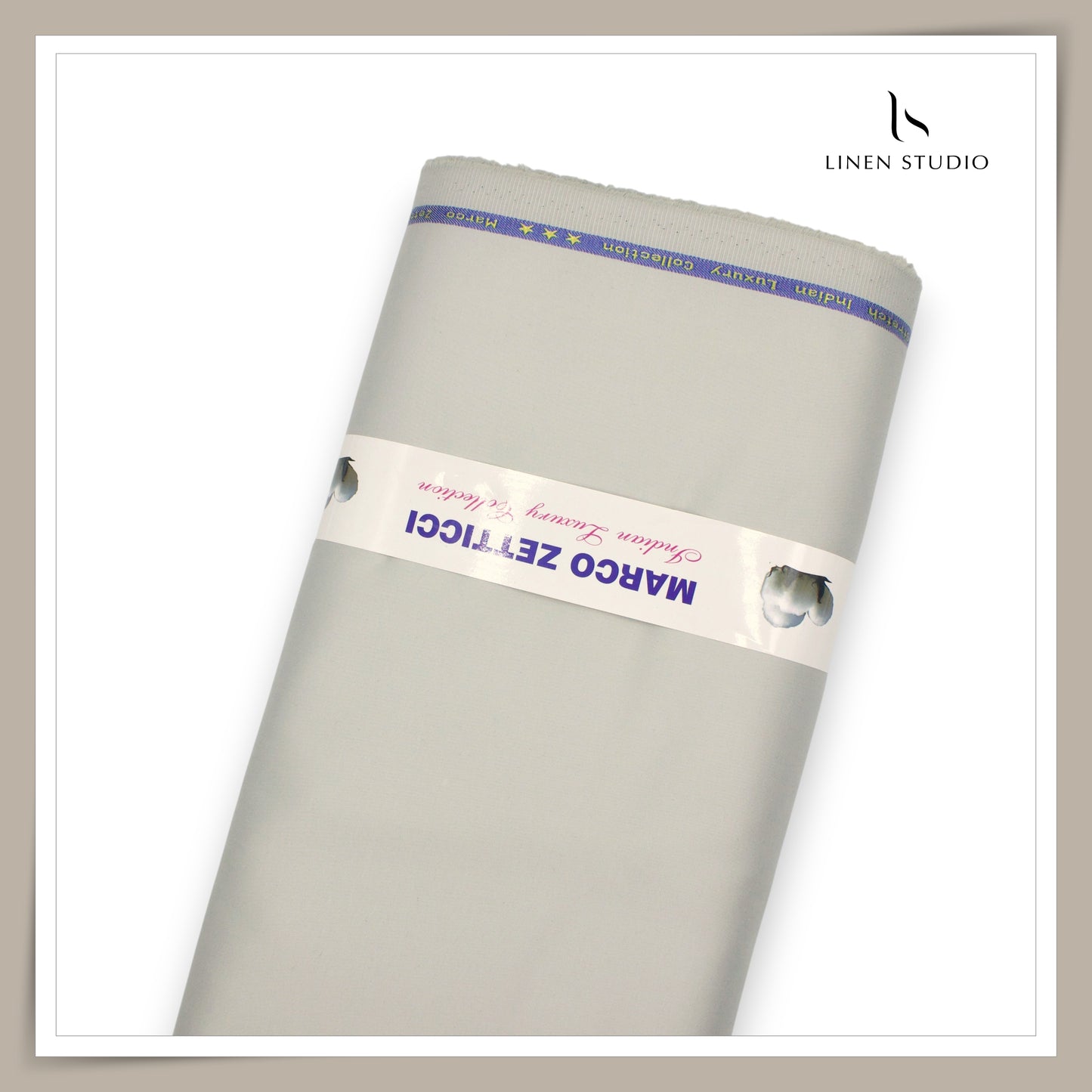 Premium Giza Cotton Satin Lycra Suiting - Amber Grey (98% Cotton 2% Lycra) (NEW)