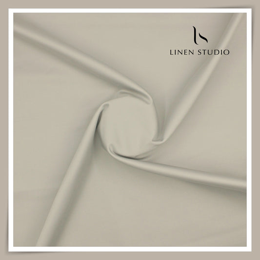 Premium Giza Cotton Satin Lycra Suiting - Amber Grey (98% Cotton 2% Lycra) (NEW)