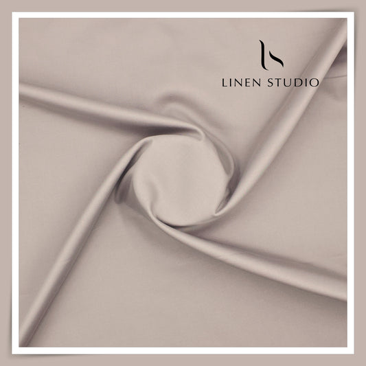 Premium Giza Cotton Satin Lycra Suiting - Silk Grey (98% Cotton 2% Lycra) (NEW)