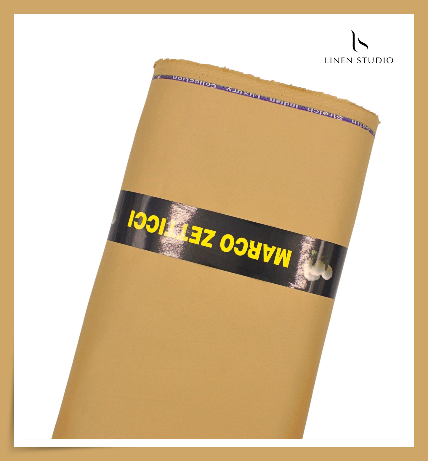 Premium Giza Cotton Satin Lycra Suiting - Camel Tan (98% Cotton 2% Lycra) (NEW)