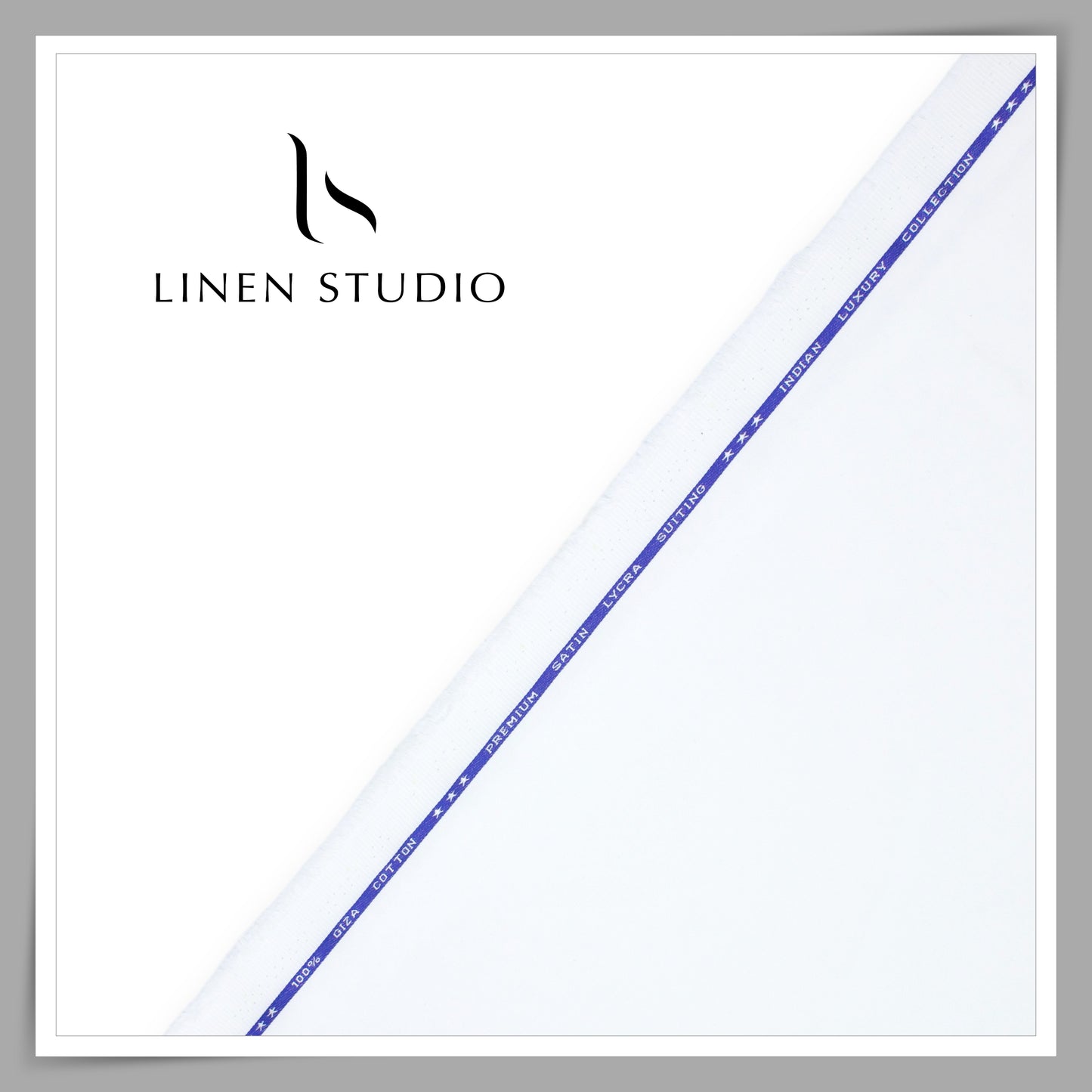 Premium Giza Cotton Satin Lycra Suiting - Bright White (98% Cotton 2% Lycra) (NEW)