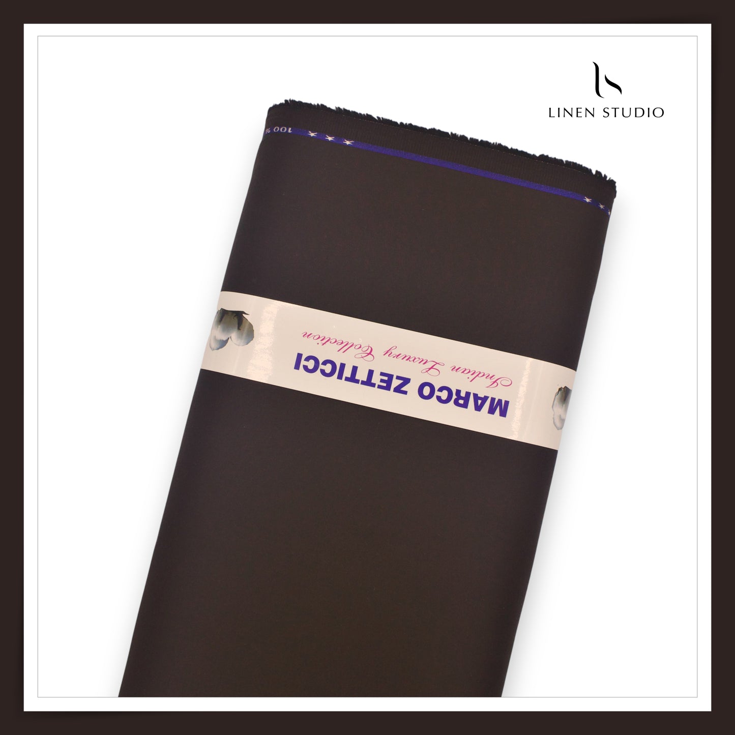 Premium Giza Cotton Satin Lycra Suiting - Dark Brown (98% Cotton 2% Lycra) (NEW)