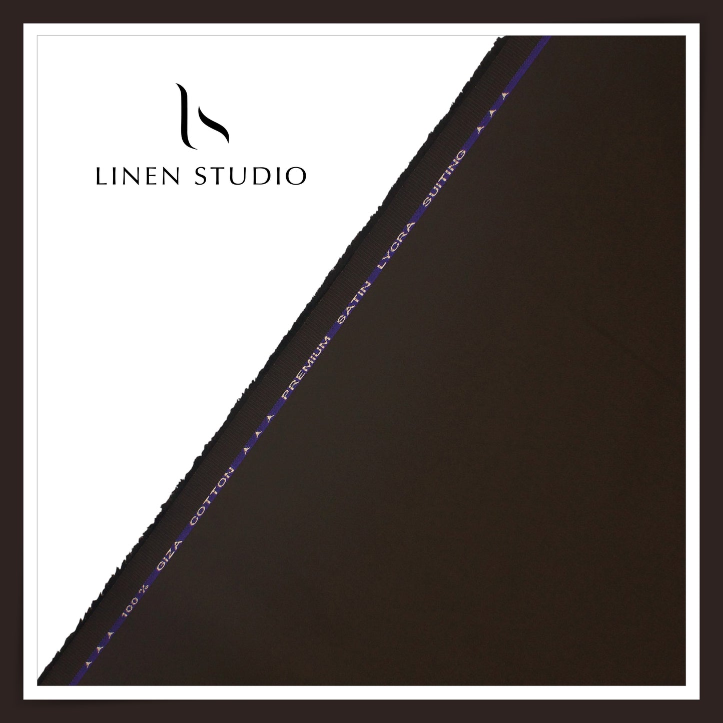 Premium Giza Cotton Satin Lycra Suiting - Dark Brown (98% Cotton 2% Lycra) (NEW)