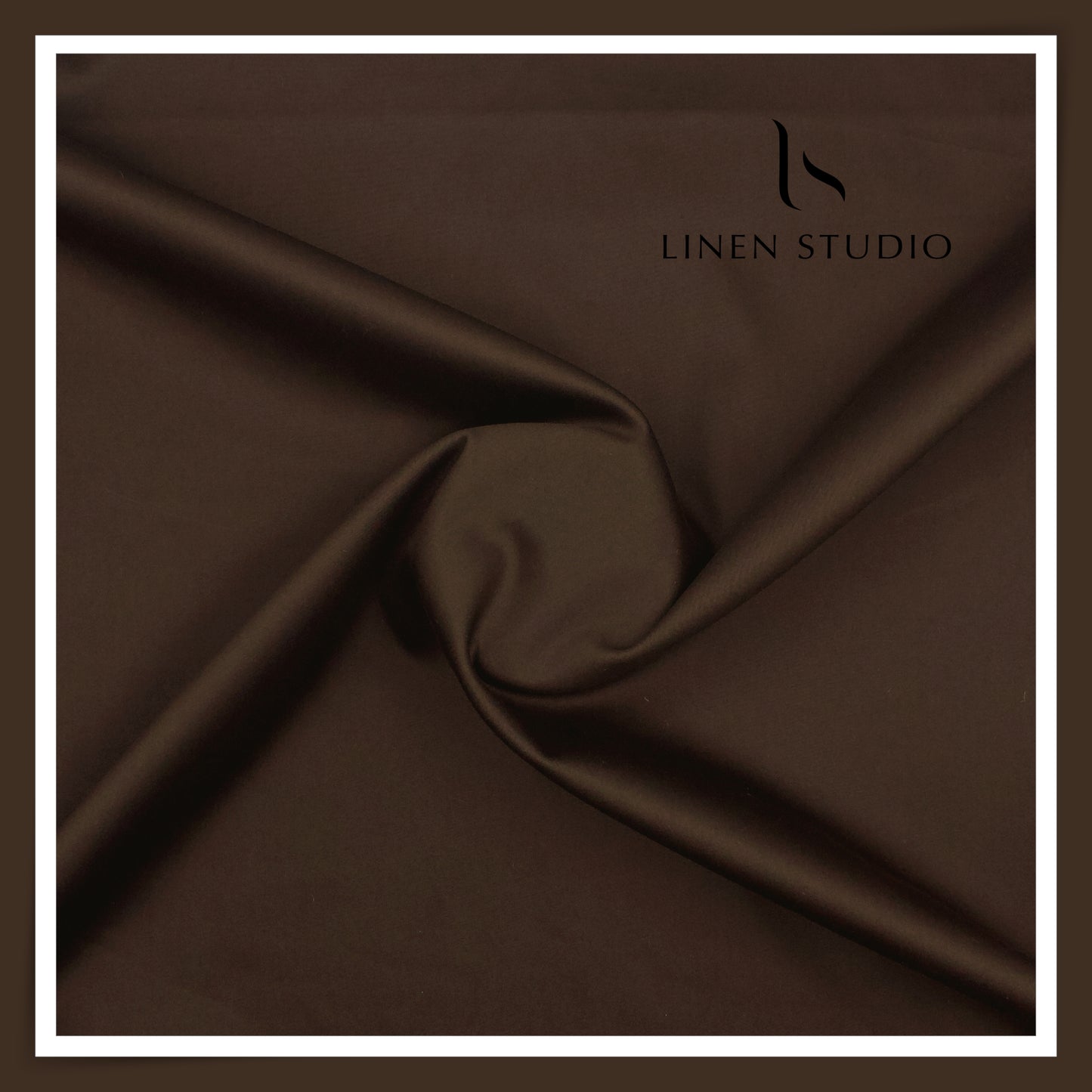 Premium Giza Cotton Satin Lycra Suiting - Dark Brown (98% Cotton 2% Lycra) (NEW)